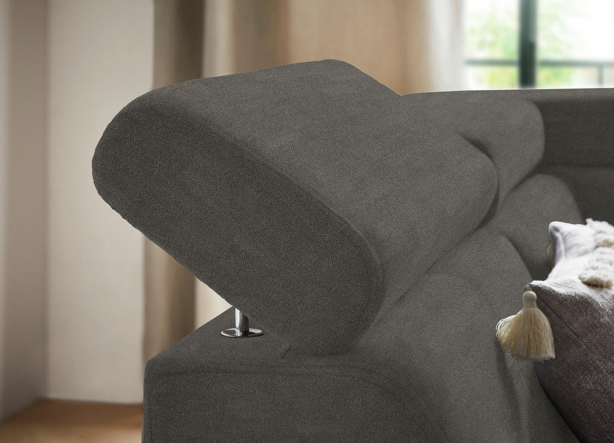 ECKSOFA in Mikrofaser Graubraun  - Graubraun/Schwarz, Design, Textil/Metall (203/260cm) - Stylife