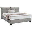BOXSPRINGBETT  in Grau  - Schwarz/Grau, Design, Leder/Holzwerkstoff (180cm) - Esposa