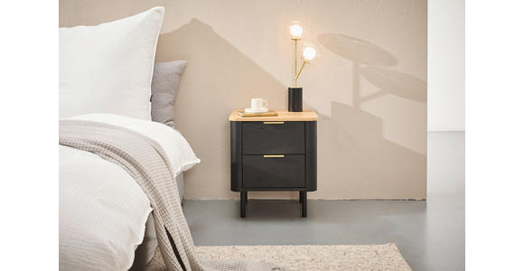 NACHTSCHRANK 45/52/40 cm  - Eichefarben/Goldfarben, Trend, Holzwerkstoff/Metall (45/52/40cm) - Xora