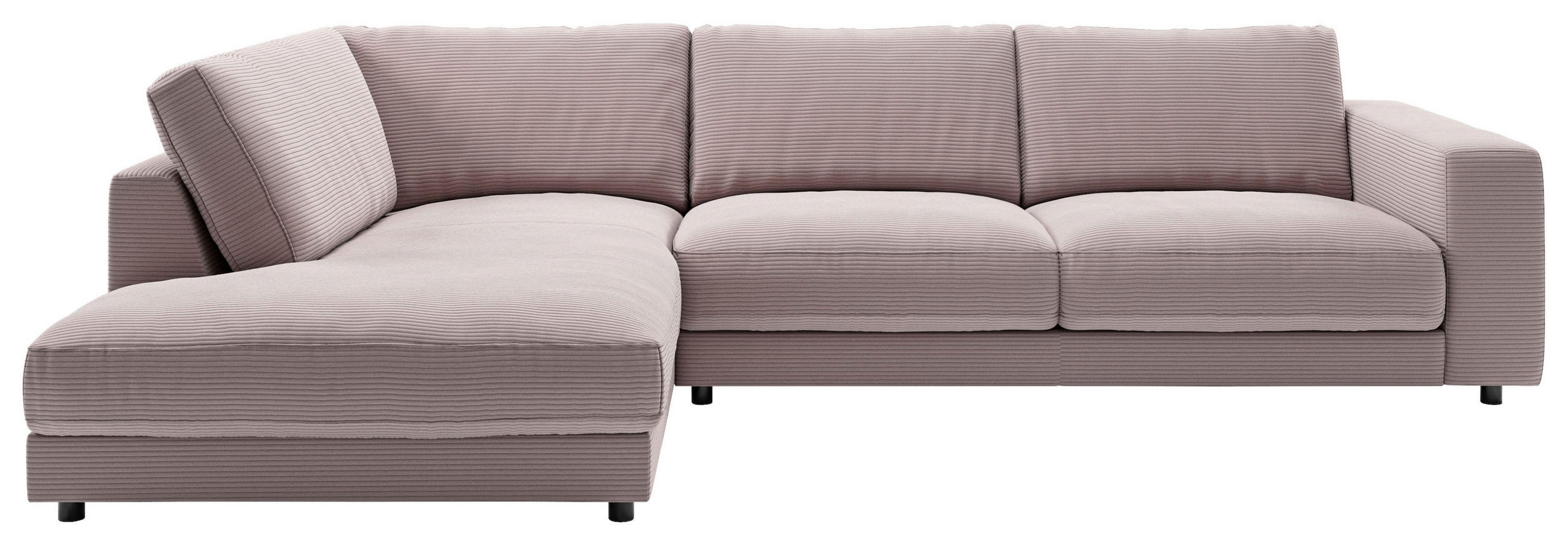 ECKSOFA Rosa Cord  - Schwarz/Rosa, Design, Kunststoff/Textil (224/325cm) - Pure Home Lifestyle