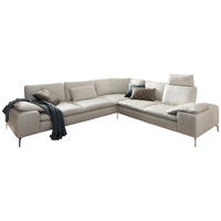 ECKSOFA Echtleder Weiss  - Chromfarben/Weiss, Design, Leder/Metall (299/178cm) - W.Schillig