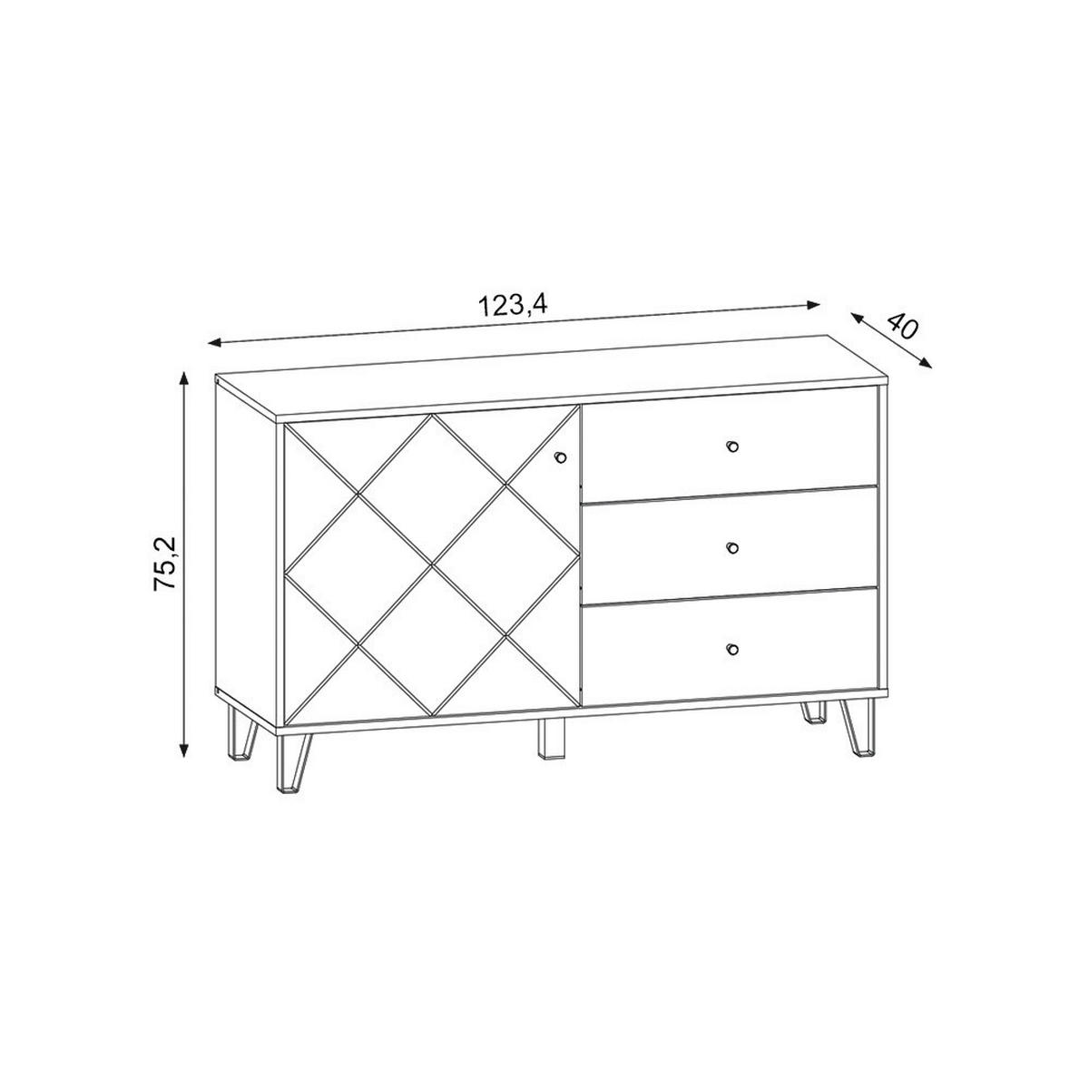 SIDEBOARD  in 123/75/40 cm  - Schwarz/Weiß, Design, Holzwerkstoff/Metall (123/75/40cm) - Livetastic