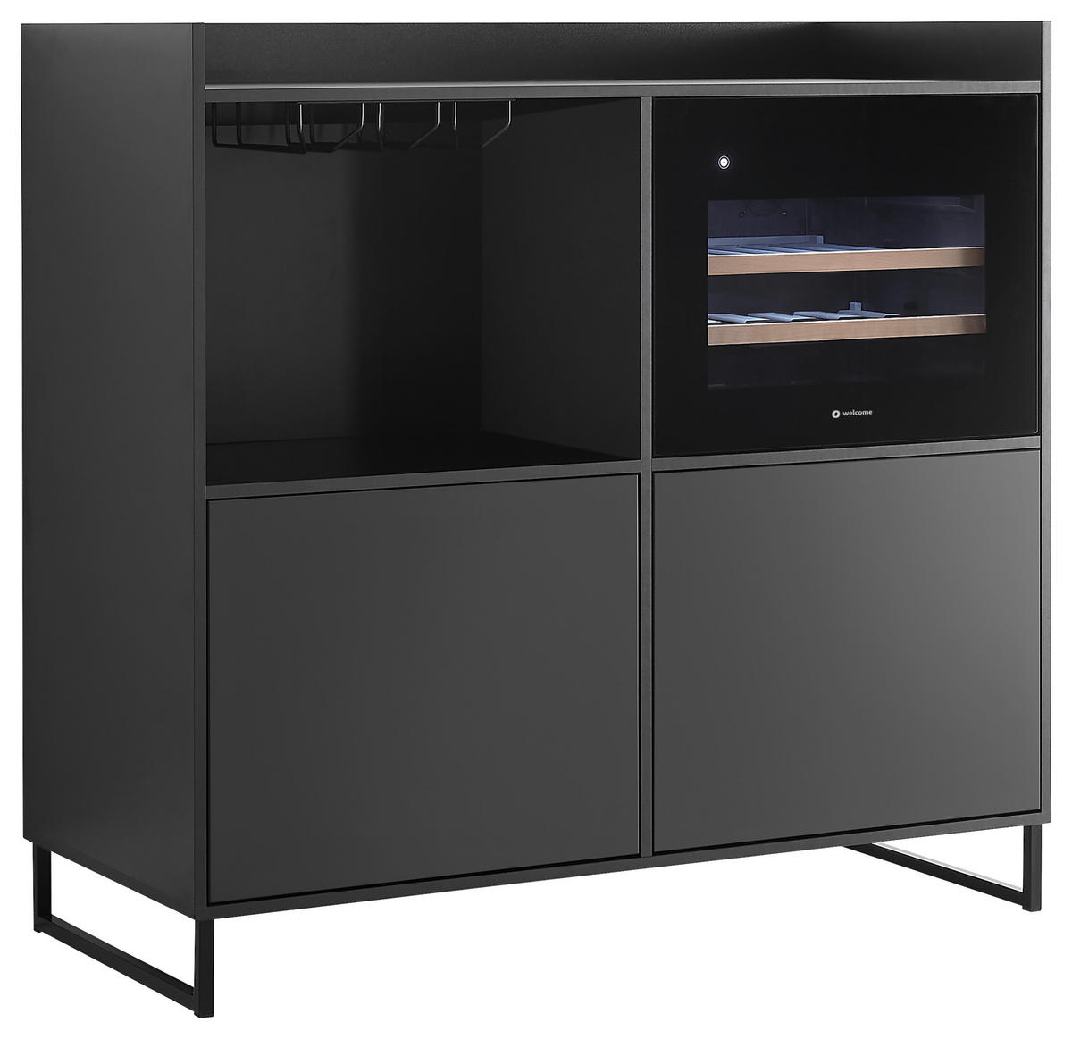 SIDEBOARD Mosel Weinschrank 125/120/58 cm  - Schwarz, KONVENTIONELL, Holzwerkstoff/Metall (125/120/58cm) - Carryhome