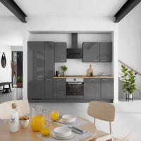KÜCHENLEERBLOCK Flash 300 cm  in Eichefarben, Schieferfarben  - Schieferfarben/Edelstahlfarben, MODERN, Holzwerkstoff/Metall (300cm) - Nobilia