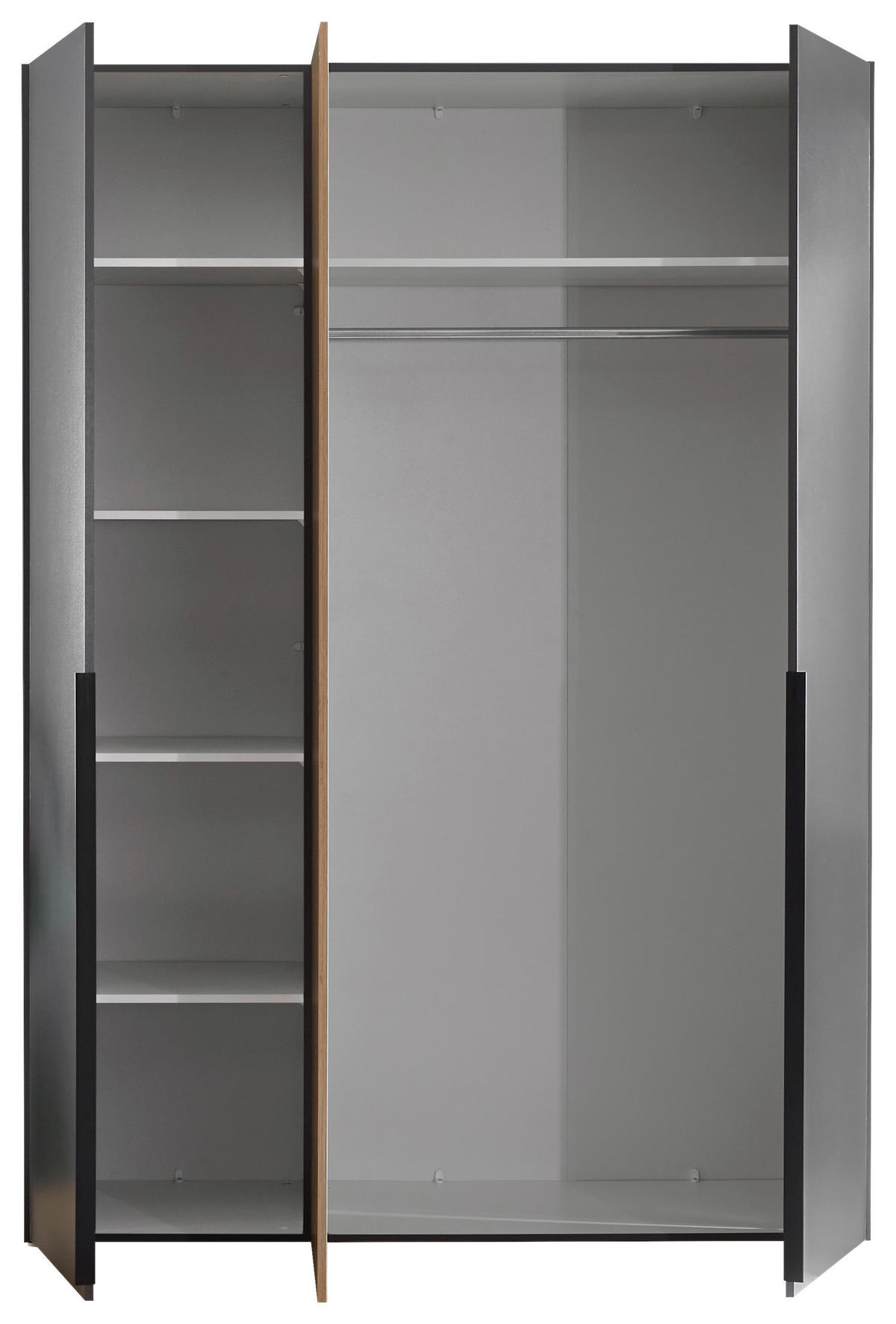 OMARA ZA OBLAČILA, barve grafita, barve hrasta  - črna/barve hrasta, Konvencionalno, umetna masa/leseni material (150/210/53cm) - Carryhome
