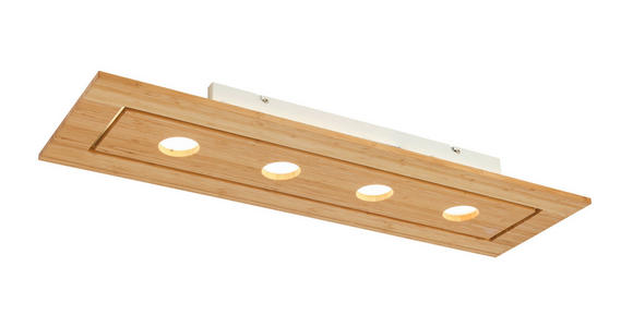 LED-DECKENLEUCHTE 100,5/30,5/6 cm - Naturfarben/Weiß, KONVENTIONELL, Naturmaterialien/Kunststoff (100,5/30,5/6cm) - Novel
