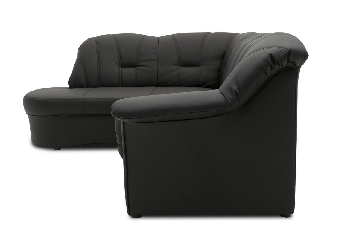 ECKSOFA in Lederlook Schwarz  180/243 cm  - Schwarz, KONVENTIONELL, Kunststoff/Textil (180/243cm) - MID.YOU