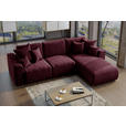 ECKSOFA in Samt Bordeaux  293/195 cm  - Chromfarben/Bordeaux, KONVENTIONELL, Kunststoff/Textil (293/195cm) - Carryhome