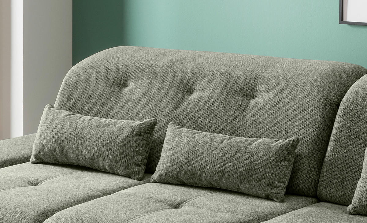 ECKSOFA in Chenille Dunkelgrün  - Chromfarben/Dunkelgrün, Design, Textil/Metall (280/254cm) - Livetastic