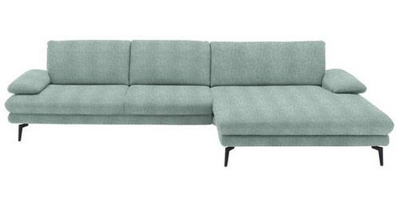 ECKSOFA in Chenille Mintgrün 310/180 cm - Schwarz/Mintgrün, Design, Textil/Metall (310/180cm) - Dieter Knoll