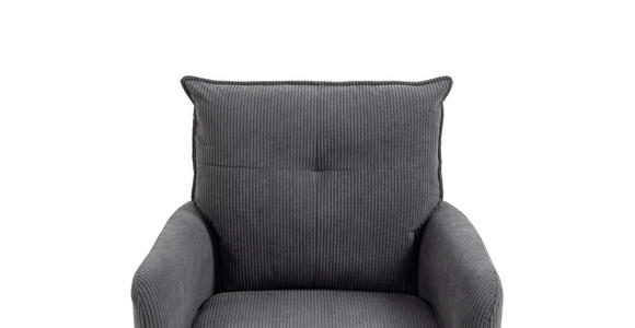 BARHOCKER Cord Anthrazit, Schwarz Eisen Stoffauswahl, Sitzfläche 360° drehbar, inklusive Armlehnen - Anthrazit/Schwarz, Design, Textil/Metall (54/98-120/58cm) - Novel