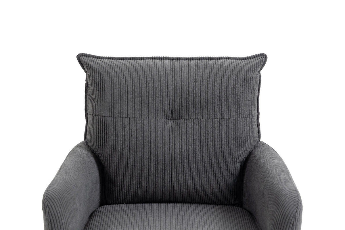 BARHOCKER Cord Anthrazit, Schwarz Eisen Stoffauswahl, Sitzfläche 360° drehbar, inklusive Armlehnen  - Anthrazit/Schwarz, Design, Textil/Metall (54/98-120/58cm) - Novel