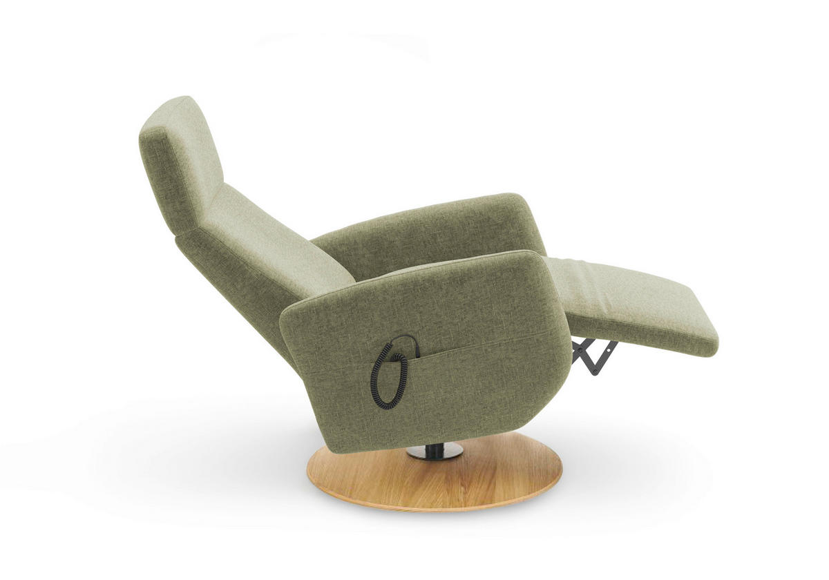 RELAXSESSEL Flachgewebe Aufstehhilfe    - Eichefarben/Hellgrün, KONVENTIONELL, Holz/Textil (71/110/82cm) - Sit & More
