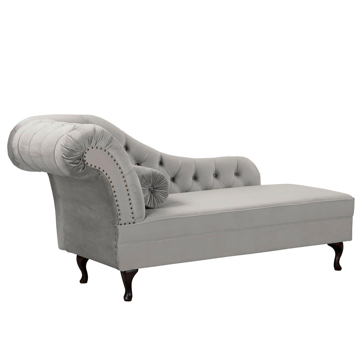 RÉCAMIERE Samt Grau  - Braun/Grau, Design, Holz/Textil (185/93/75cm) - Livetastic