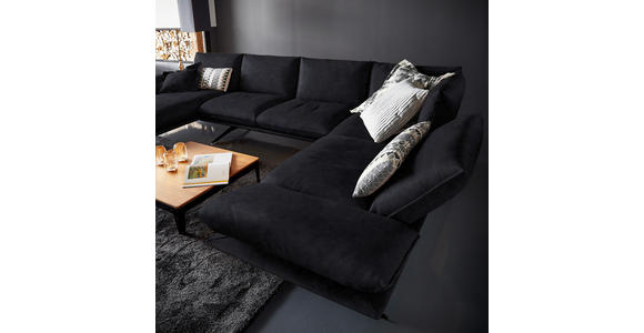 WOHNLANDSCHAFT in Echtleder Anthrazit - Anthrazit/Schwarz, Natur, Leder/Metall (155/359/217cm) - Dieter Knoll