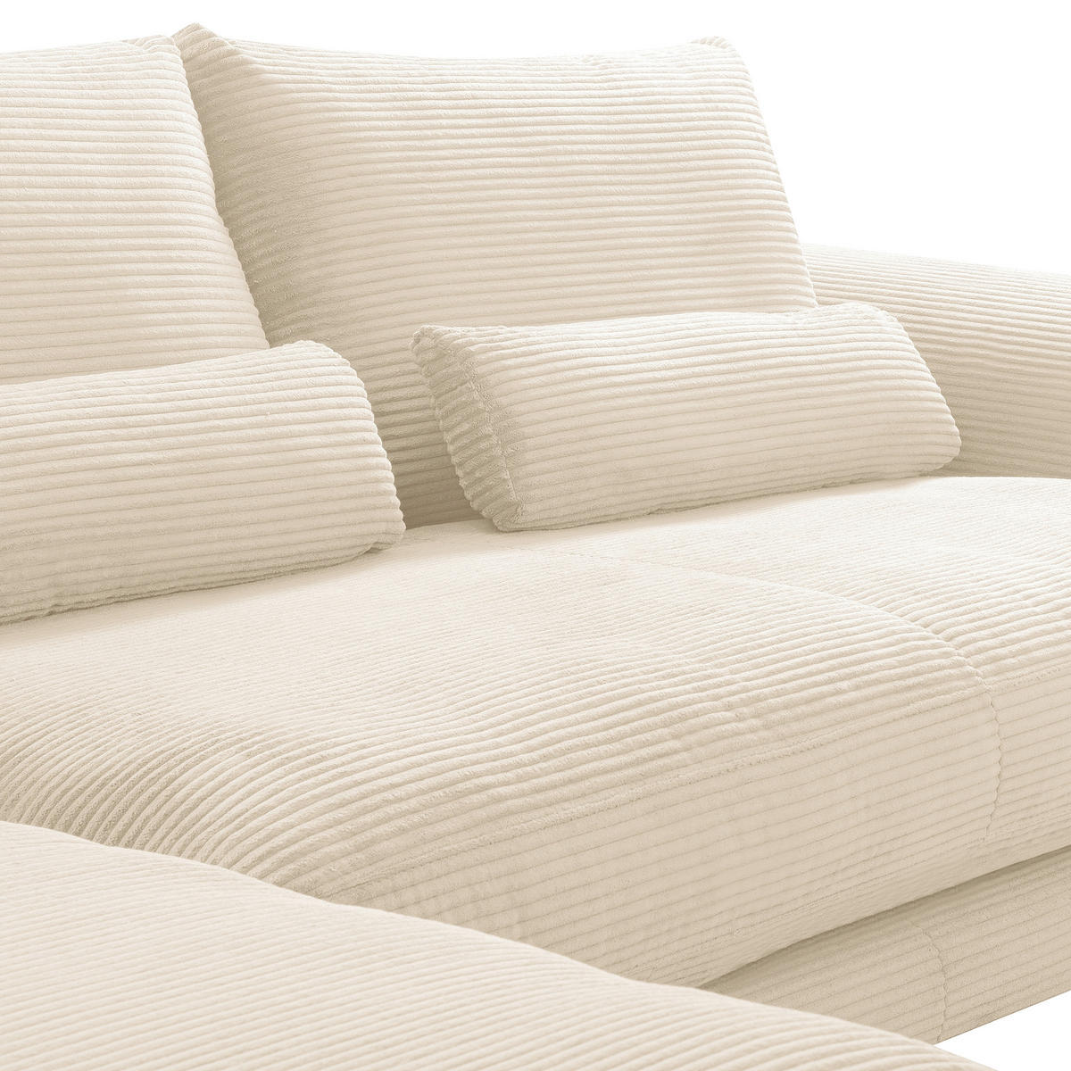 ECKSOFA  in Cord Creme Nierenkissen, Rückenkissen  172/313 cm  - Creme/Schwarz, Design, Textil/Metall (172/313cm) - P & B
