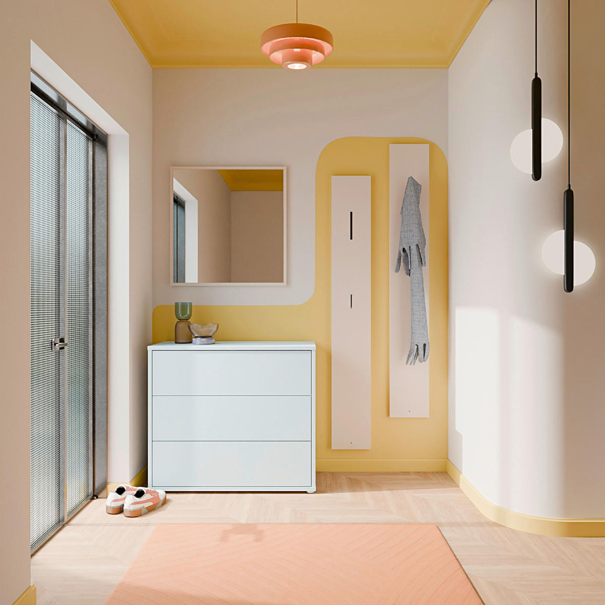 KOMMODE , 95/83/42 cm, 3 Schublade(n)  - Silberfarben/Hellgrau, Trend, Holzwerkstoff/Kunststoff (95/83/42cm) - Carryhome