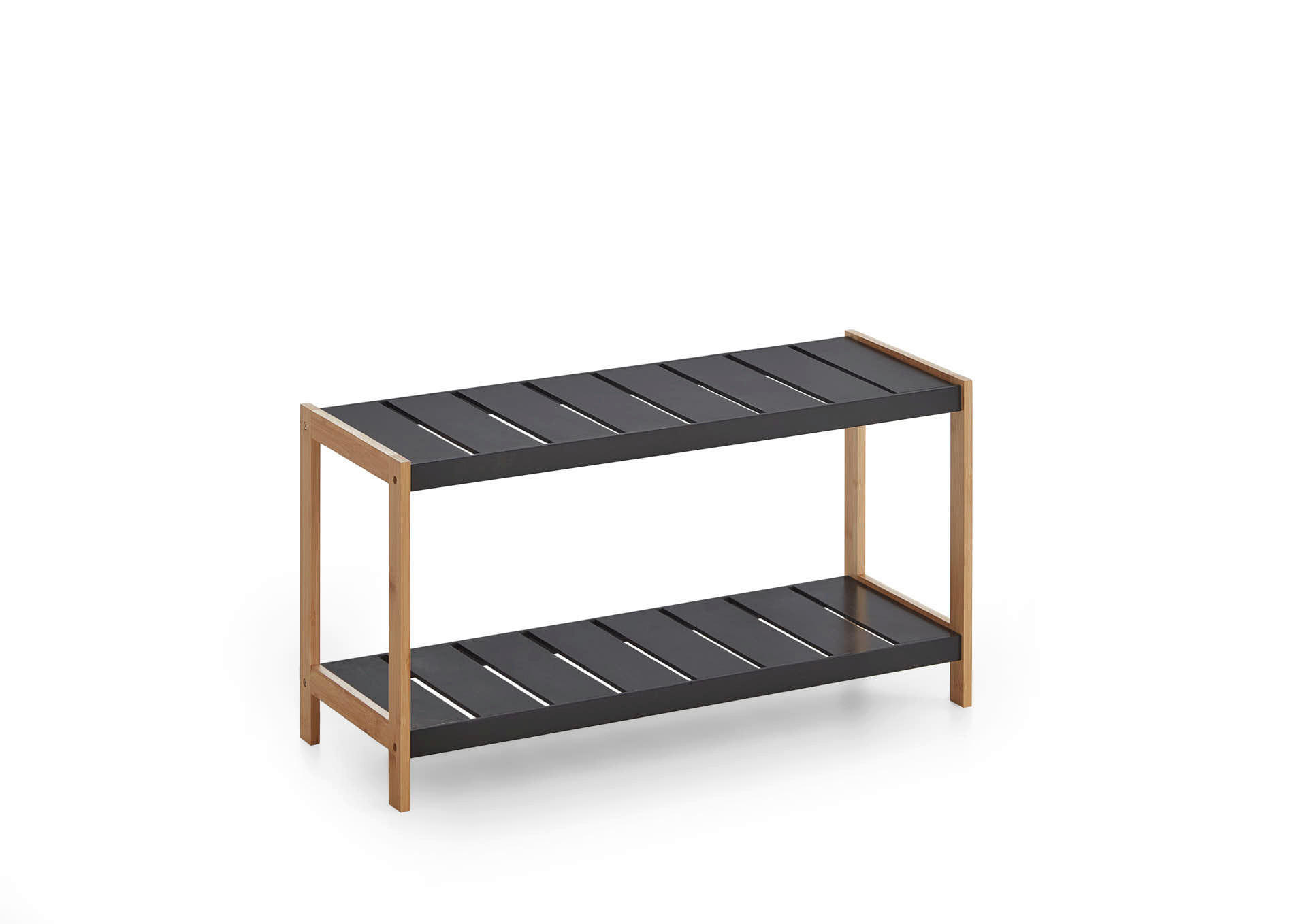 SCHUHREGAL Schwarz  - Eichefarben/Schwarz, Design, Holzwerkstoff (70/36/26cm) - MID.YOU