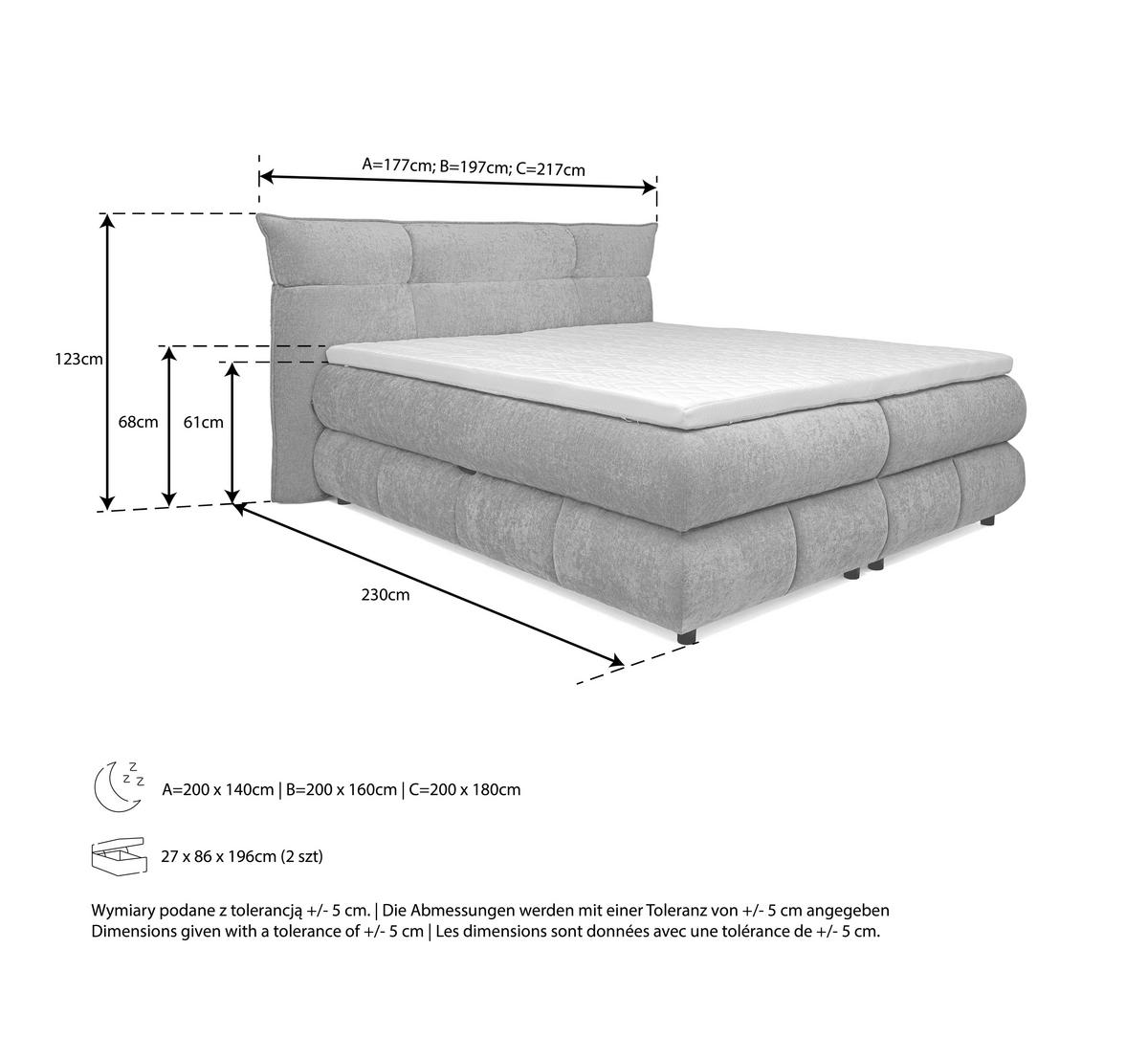 KONTINENTALSÄNG 180/200 cm  i beige  - beige/svart, Design, trämaterial/trä (180/200cm) - Visionight