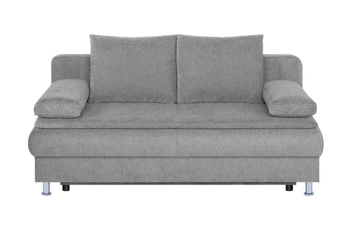 SCHLAFSOFA  mit Schlafen auf Sitzhöhe Webstoff Taupe  - Taupe/Chromfarben, Design, Kunststoff/Textil (200/92/90cm) - P & B