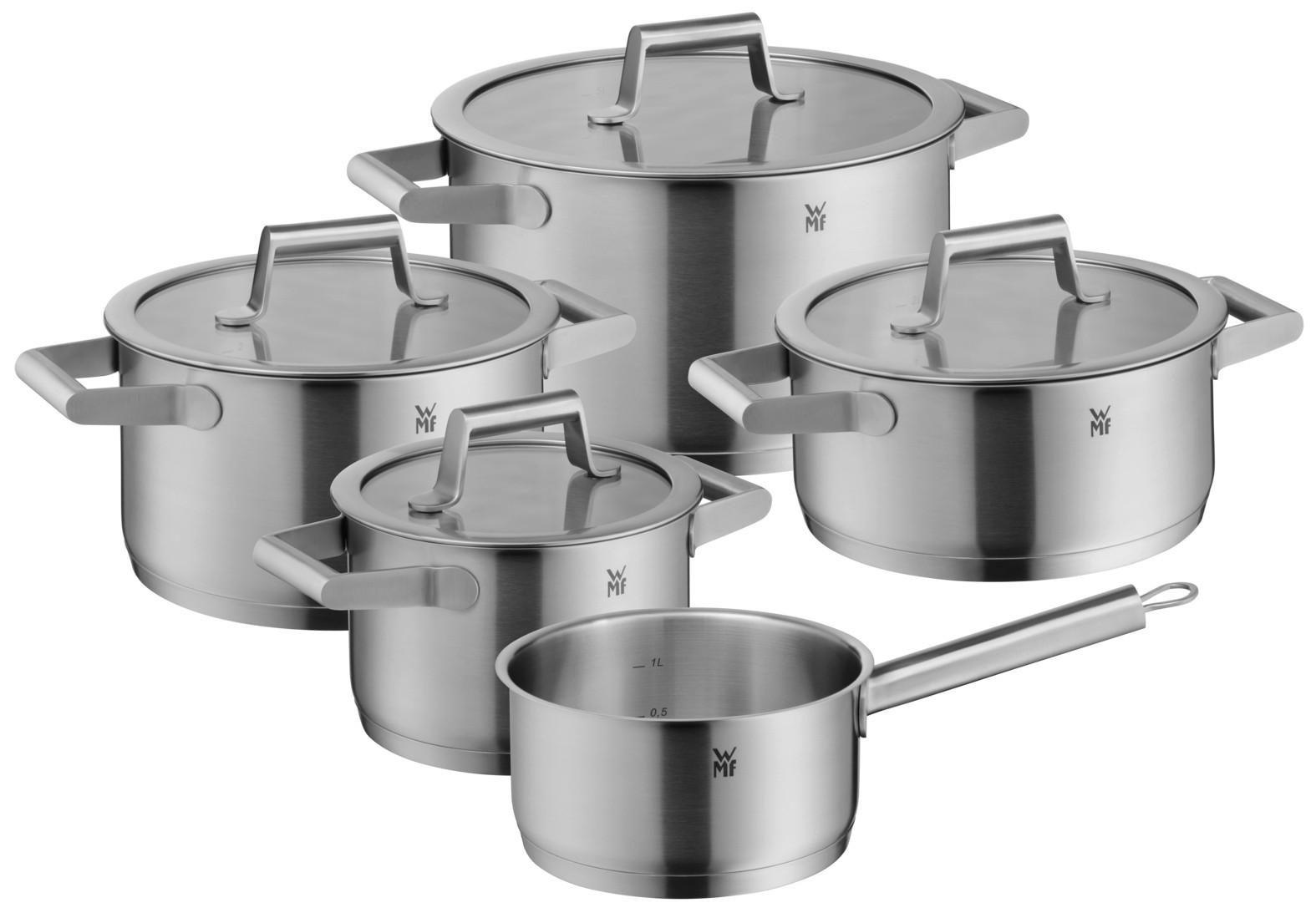 GRYT- OCH KASTRULLSET Comfort Line 5 delar  - stålfärgad, Design, metall/glas - WMF