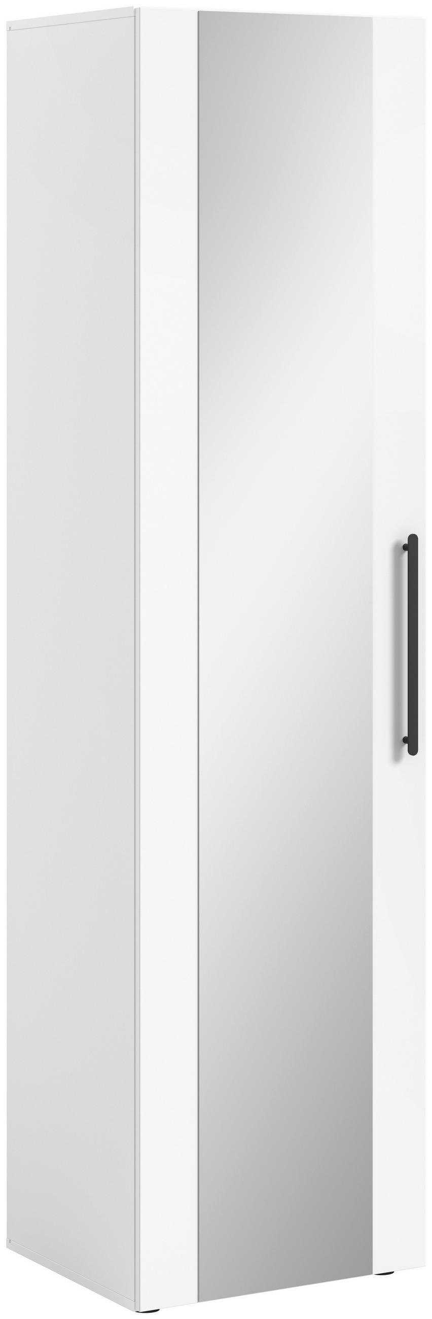 GARDEROBENSCHRANK  in 55/200/47 cm  - Schwarz/Weiß, MODERN, Glas/Holzwerkstoff (55/200/47cm) - Stylife