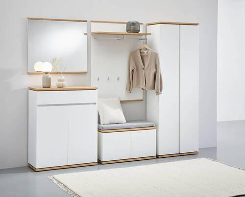 ŠATNÍ LAVICE, 85/52/38 cm - bílá/černá, Design, kompozitní dřevo/textil (85/52/38cm) - Xora