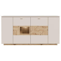 KOMODA  199,5/101,2/41,6 cm  boja hrasta, boja peska  - siva/boja hrasta, Moderno, staklo/metal (199,5/101,2/41,6cm)
