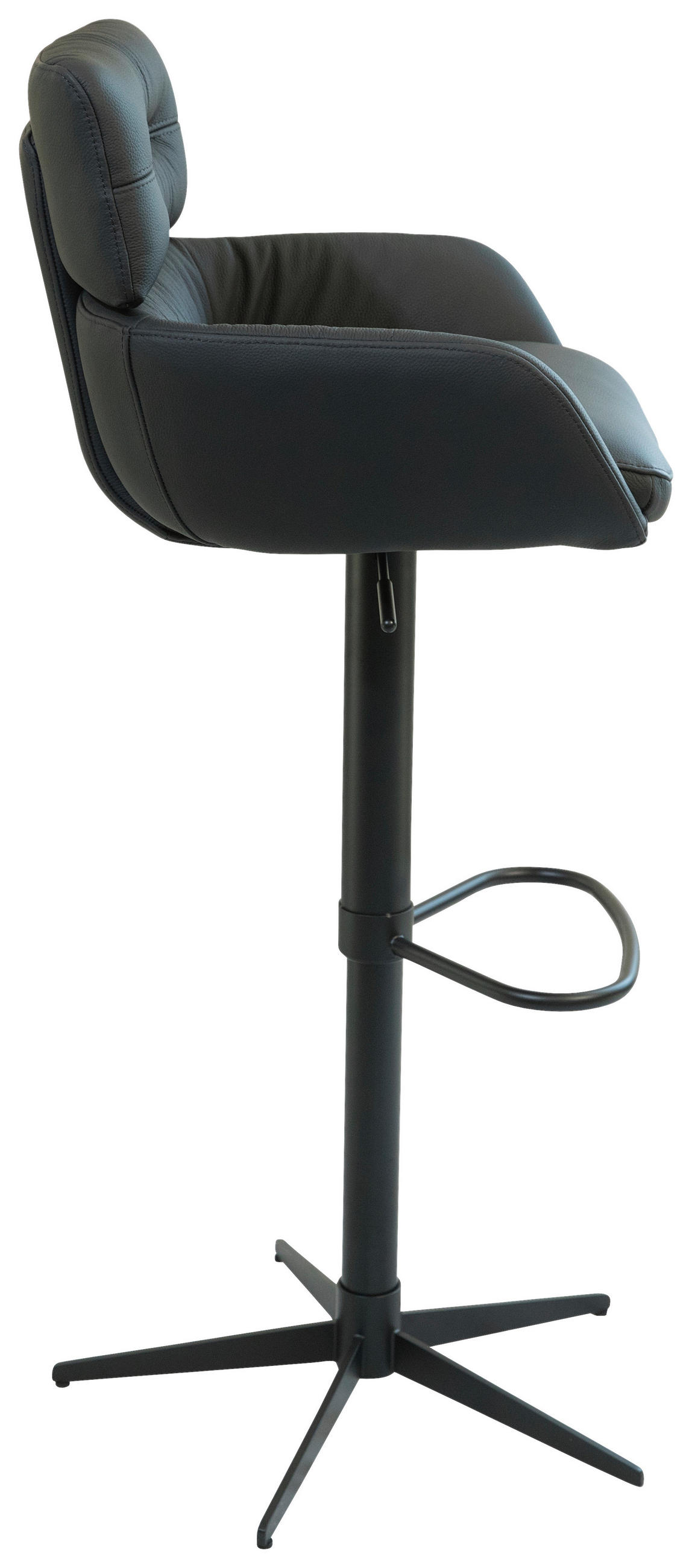 BARHOCKER in Metall, Leder Schwarz  - Schwarz, Design, Leder/Metall (54/105/53cm) - Dieter Knoll