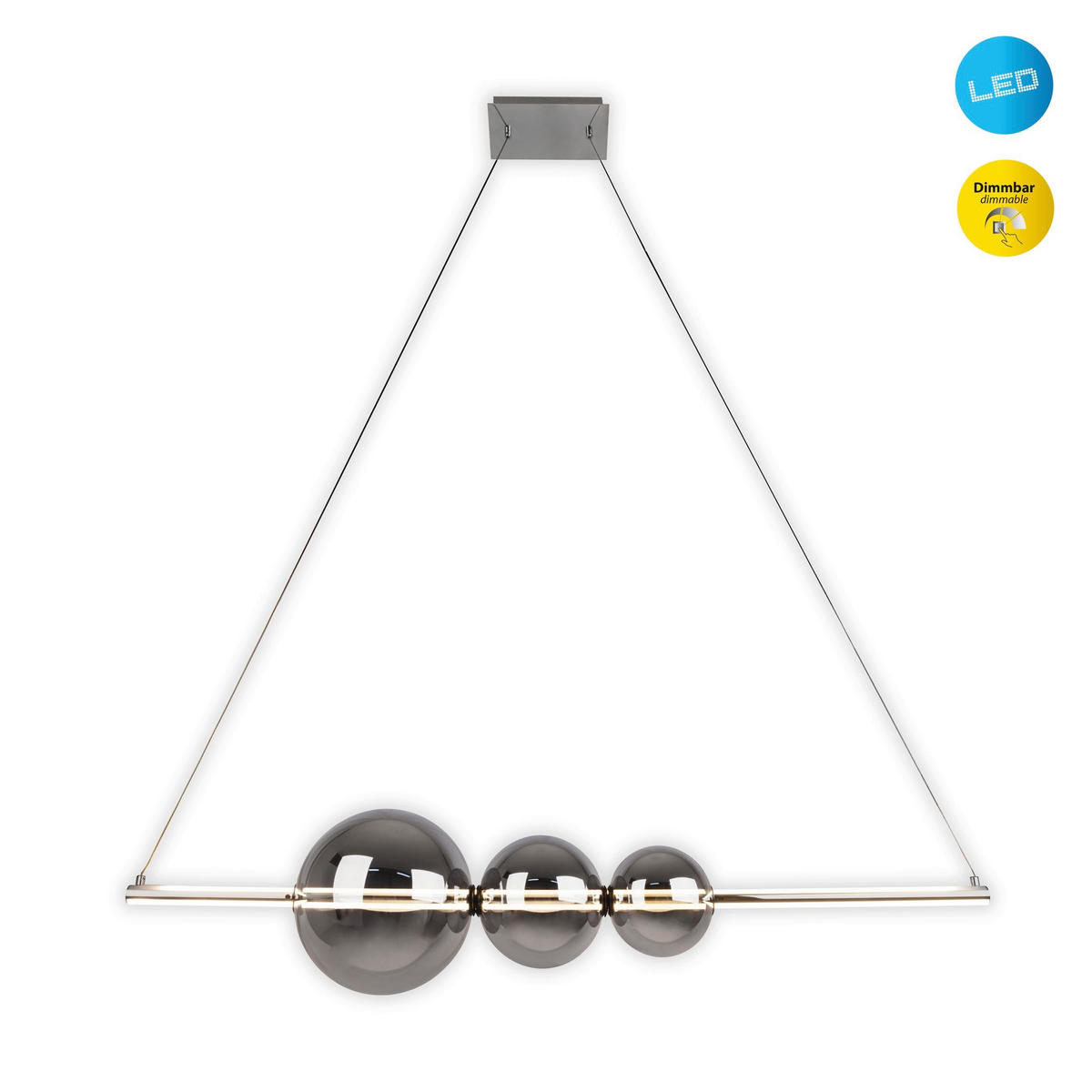 LED-PENDELLEUCHTE Nova 125,3/25/150 cm   - Design, Glas/Metall (125,3/25/150cm) - Näve