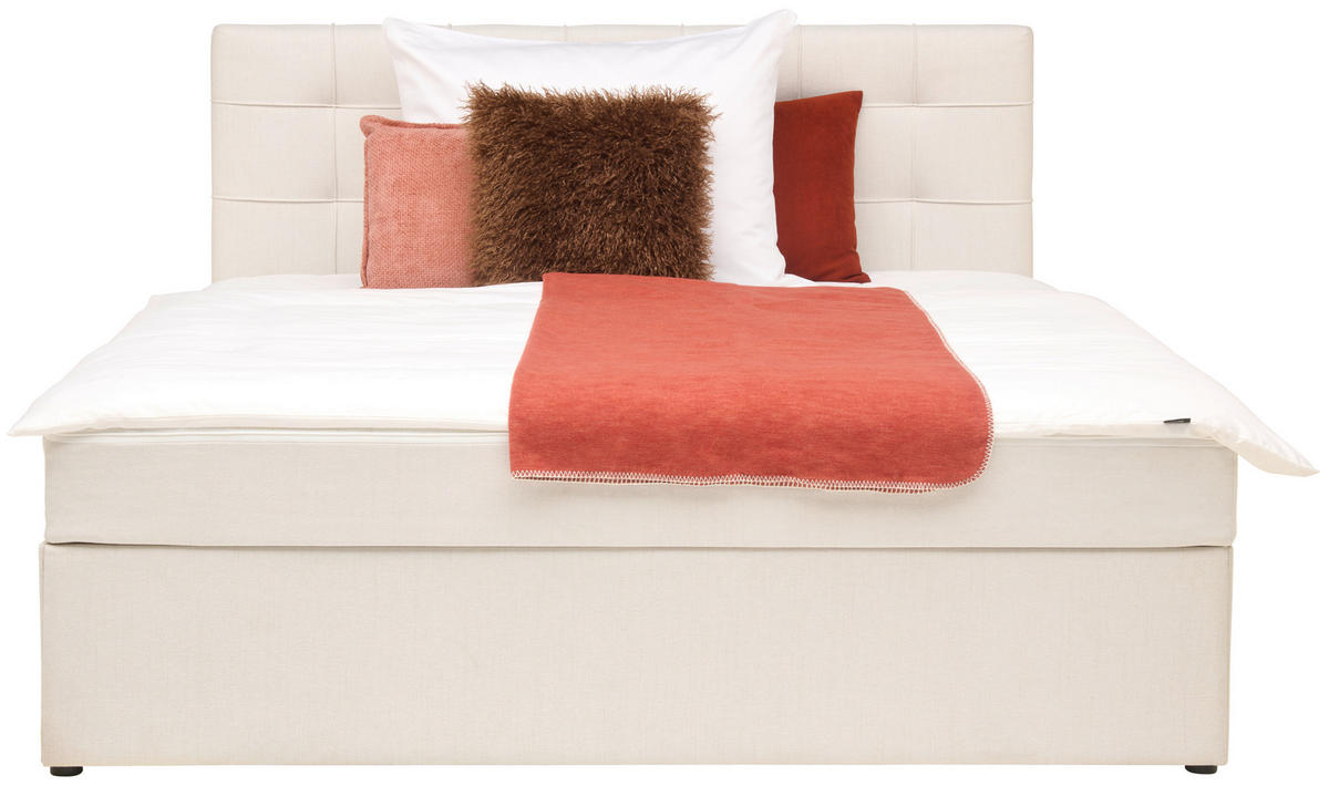 BOXBETT 200/200 cm,  in Creme,  - Creme, MODERN, Holz/Textil (200/200cm) - MID.YOU
