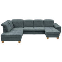 WOHNLANDSCHAFT Blau Mikrofaser  - Wildeiche/Blau, KONVENTIONELL, Holz/Textil (243/343/185cm) - Voleo