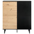 HIGHBOARD Schwarz, Eiche Artisan Einlegeböden  - Schwarz/Eiche Artisan, Design, Holzwerkstoff/Metall (110/126/40cm) - Xora