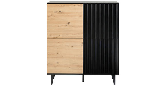 HIGHBOARD Schwarz, Eiche Artisan Einlegeböden  - Schwarz/Eiche Artisan, Design, Holzwerkstoff/Metall (110/126/40cm) - Xora