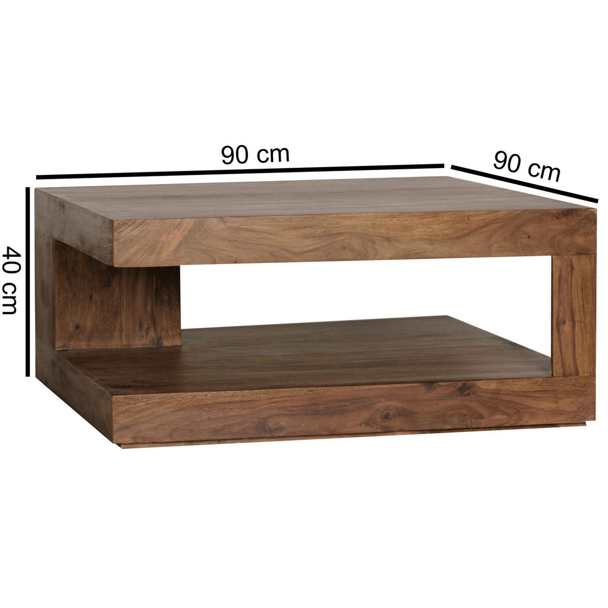 COUCHTISCH Sheesham massiv 90/90/40 cm quadratisch Sheeshamfarben  - Sheeshamfarben, Design, Holz (90/90/40cm) - MID.YOU