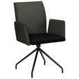 ARMLEHNSTUHL  , Typenauswahl, Sitzfläche 360° drehbar  , Webstoff, Mikrofaser  ,  - Schwarz, Design, Textil/Metall (60/91/60cm) - Moderano