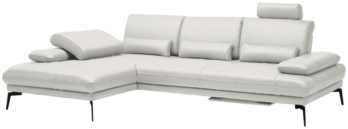 ECKSOFA in Echtleder Creme  187/273 cm  - Creme/Schwarz, Design, Leder/Metall (187/273cm) - Celina Home