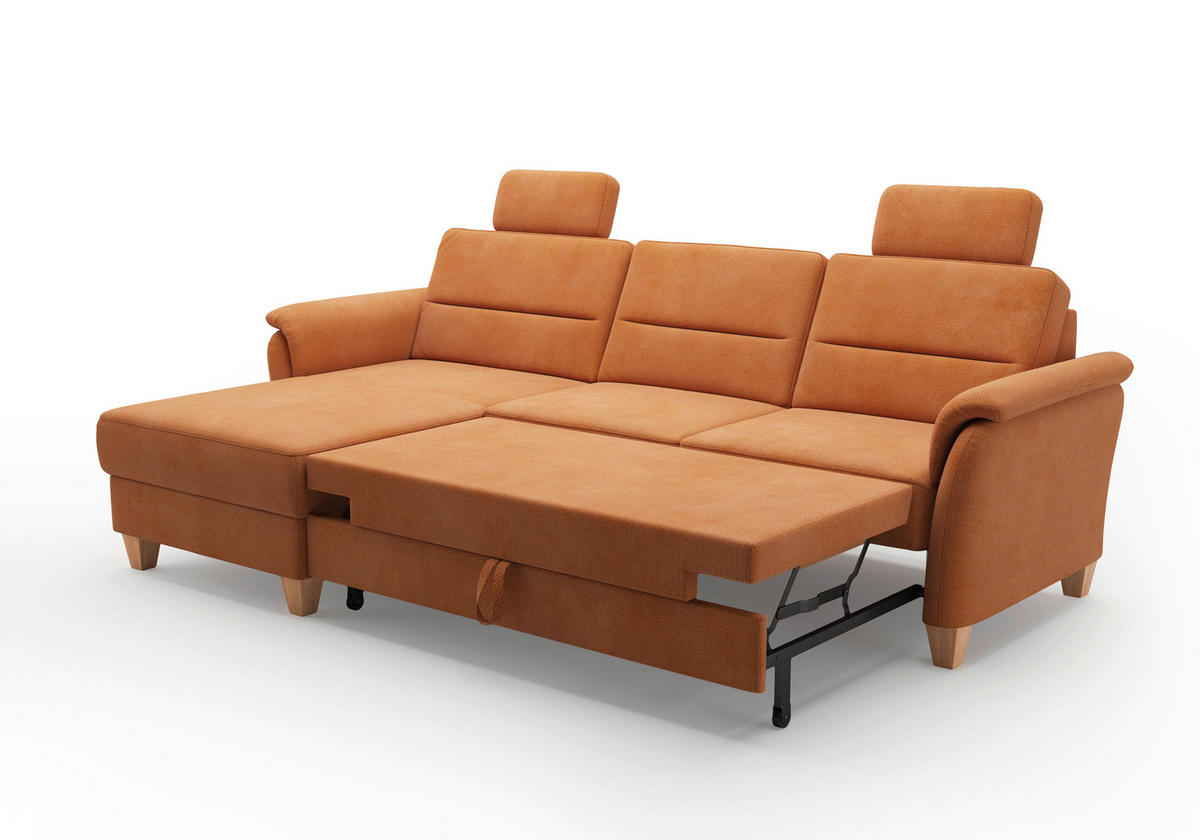 ECKSOFA in Flachgewebe Terracotta  163/244 cm  - Eichefarben/Terracotta, KONVENTIONELL, Holz/Textil (163/244cm) - Sit & More