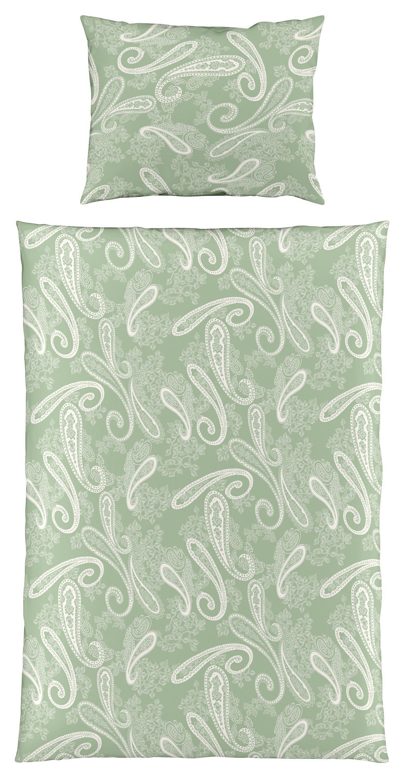 POVLEČENÍ, makosatén, bílá, světle zelená, 140/200 cm  - bílá/světle zelená, Basics, textil (140/200cm) - Fleuresse