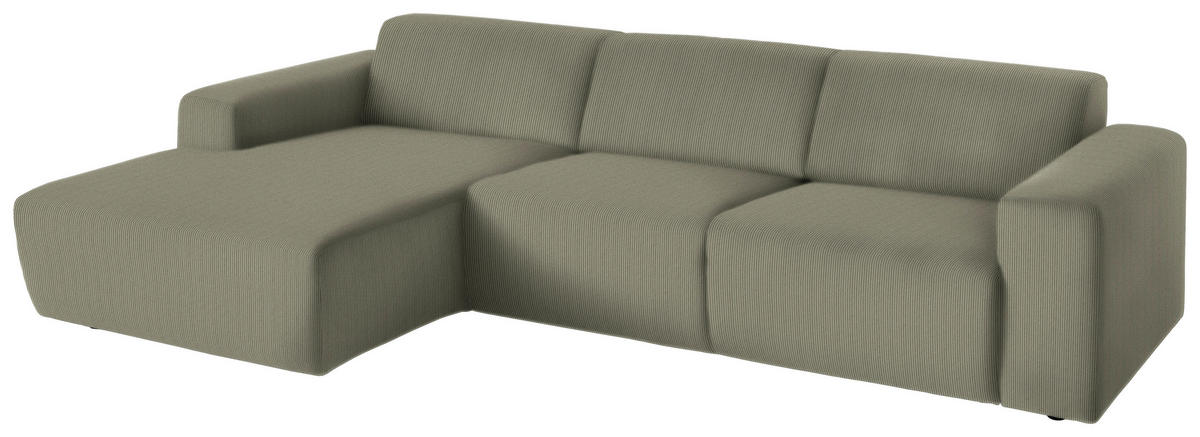 ECKSOFA in Feincord Braun, Grün  - Schwarz/Braun, Design, Kunststoff/Textil (174/302cm) - Beldomo Style