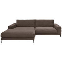 ECKSOFA in Feincord Mokka  - Schwarz/Mokka, Design, Textil/Metall (207/293cm) - Dieter Knoll