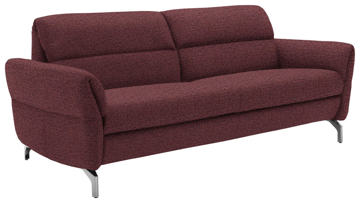 2,5-SITZER in Flachgewebe Weinrot  - Weinrot/Nickelfarben, Design, Textil/Metall (212/87/100cm) - Schöner Wohnen