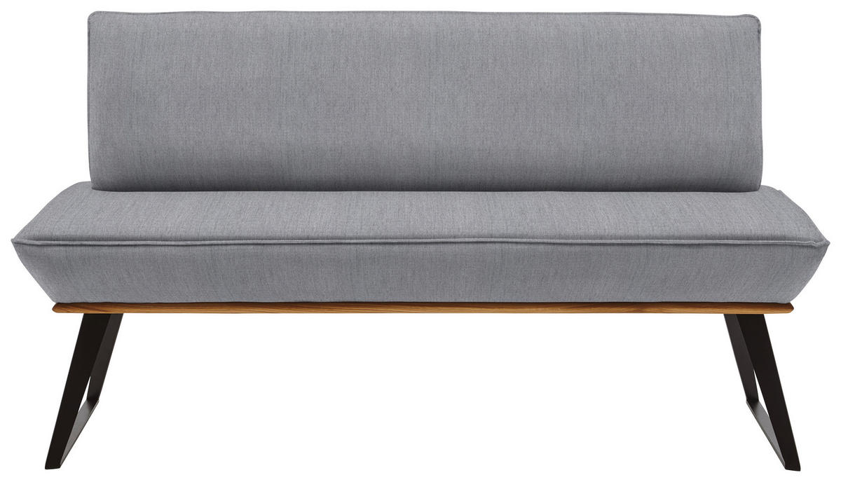 SITZBANK in Holz, Metall, Textil Grau, Schwarz, Eichefarben  - Eichefarben/Schwarz, Design, Holz/Textil (180/87/64cm) - Voleo
