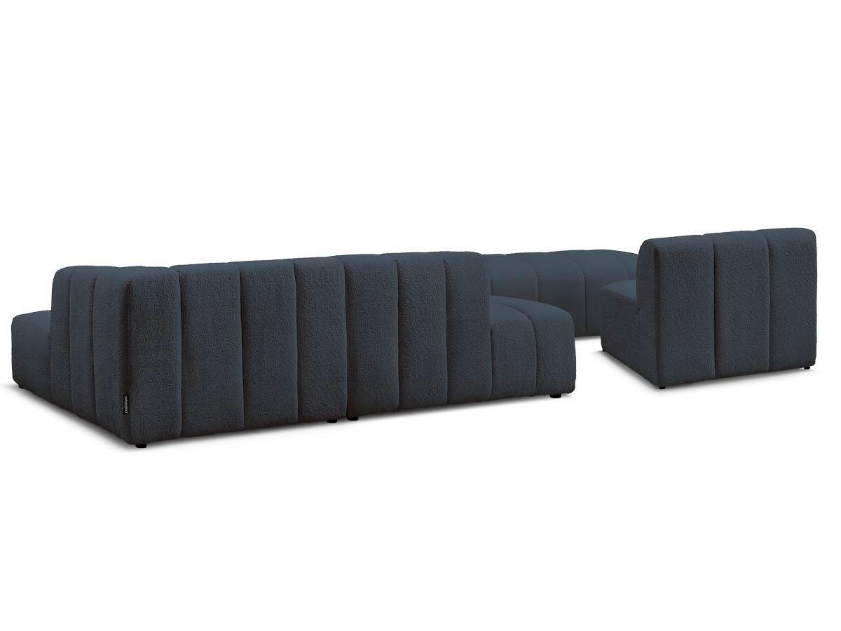 ECKSOFA Ottomane rechts  ANNECY Dunkelblau Bouclé  - Schwarz/Dunkelblau, MODERN, Kunststoff/Textil (262/170cm)