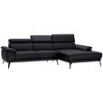 ECKSOFA in Echtleder Dunkelbraun  - Dunkelbraun/Schwarz, Design, Leder/Metall (295/187cm) - Novel