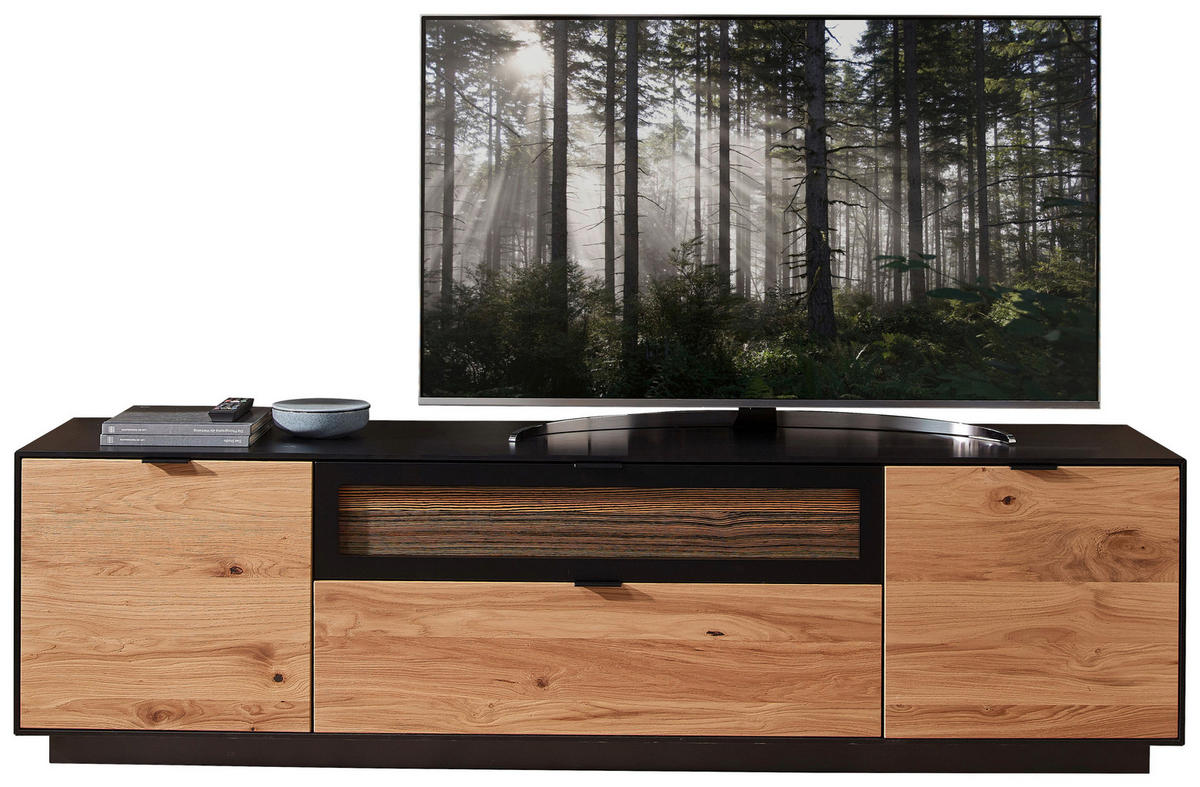 LOWBOARD  in 200/55/45 cm  - Eichefarben/Schwarz, Design, Holz/Holzwerkstoff (200/55/45cm) - Novel