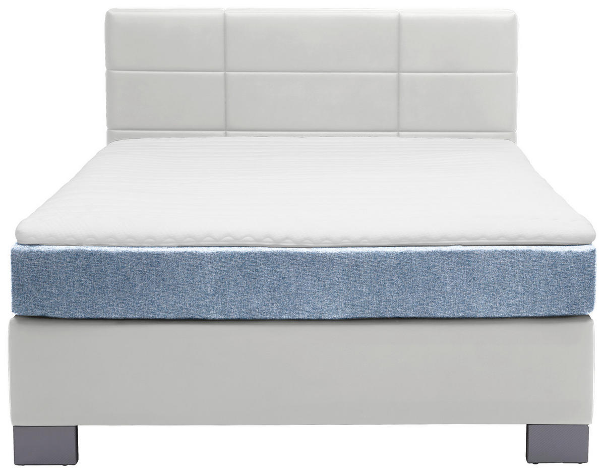 BOXSPRINGBETT 140/200 cm  in Hellgrau  - Hellgrau/Graphitfarben, Design, Holz/Textil (140/200cm) - Hom`in