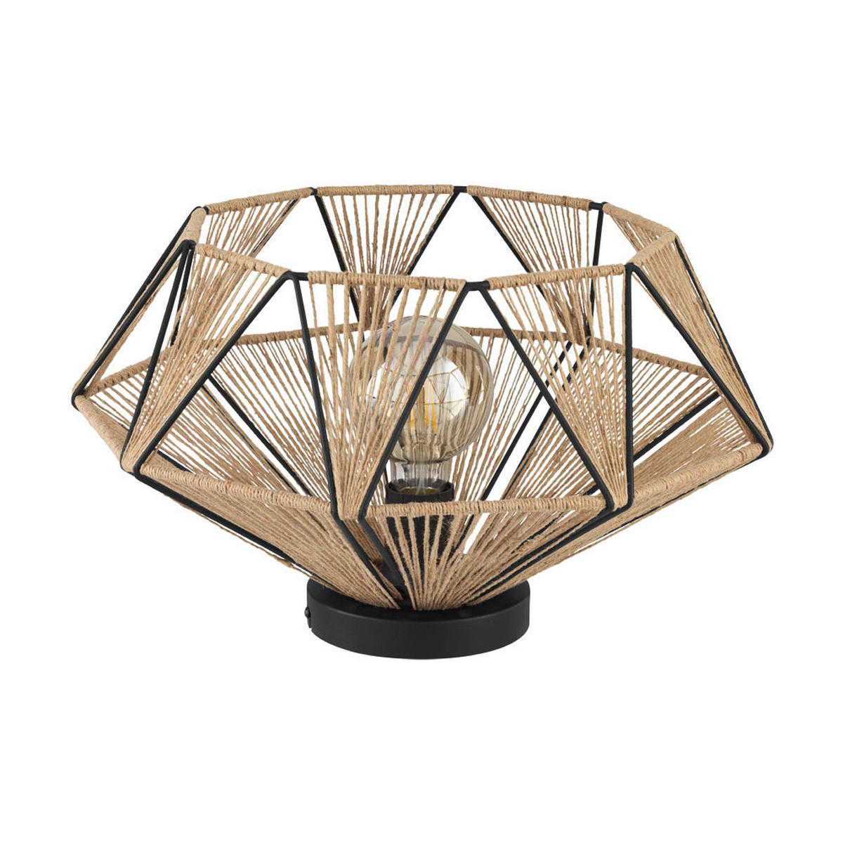DECKENLEUCHTE  44,5/26 cm    - Schwarz/Naturfarben, Natur, Textil/Metall (44,5/26cm)