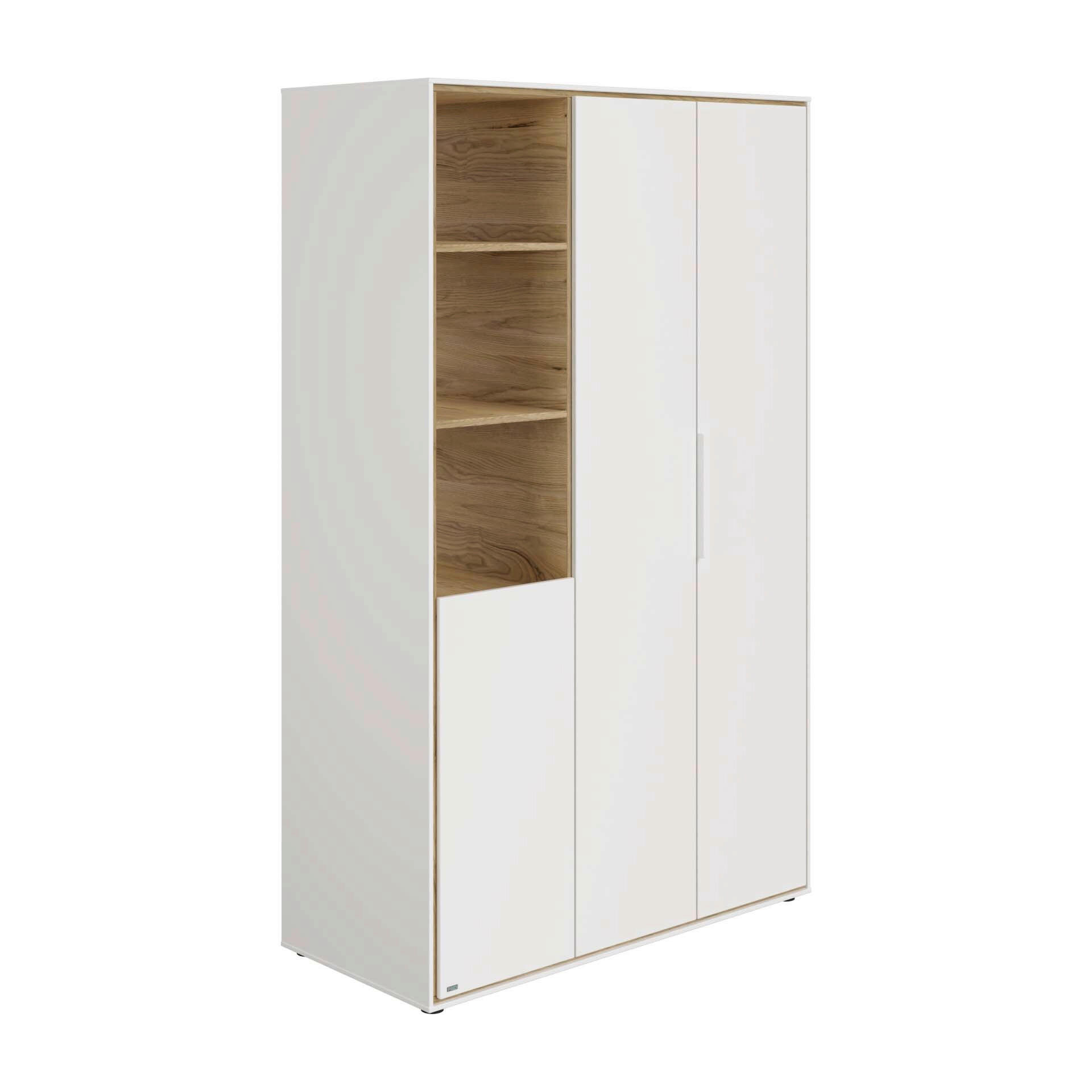 BABA RUHÁSSZEKRÉNY Lieven  - tölgyfa/fehér, Basics, faalapú anyag (125,9/203,6/54,8cm) - Paidi