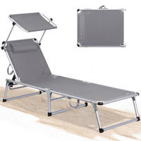 STRANDLIEGE 190/73/62 cm  - Taupe, Basics, Textil/Metall (190/73/62cm) - Modante